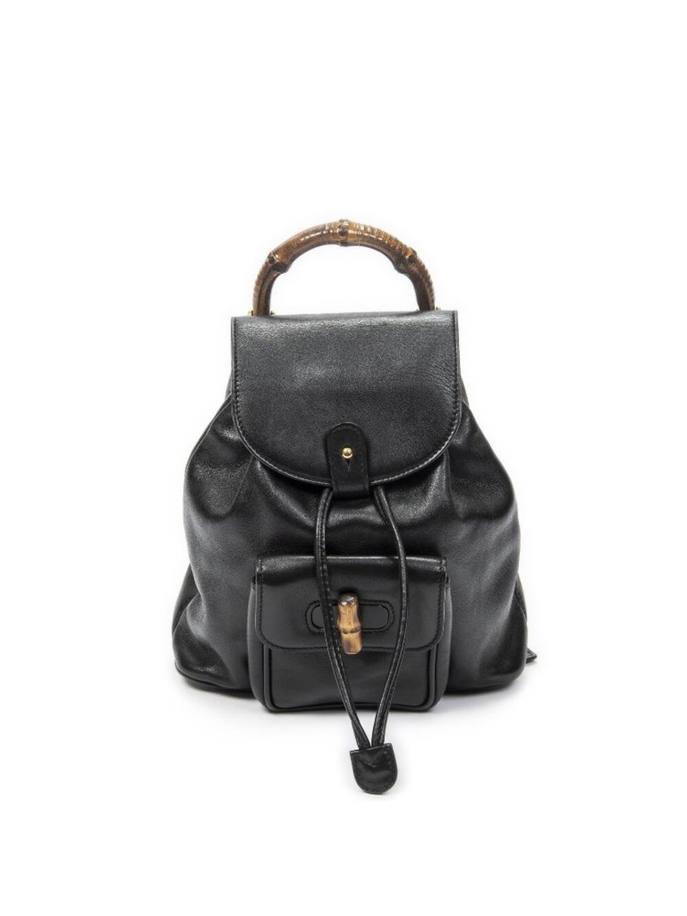Gucci Mini Bamboo Backpack Black Calfskin Leather